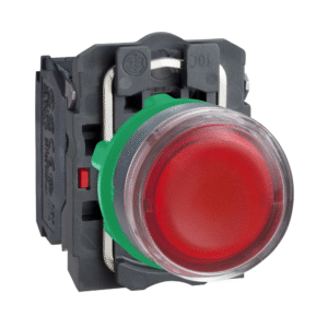 BOUTON POUSSOIR PLASTIQUE - ROUGE À LED DÉPASSANT - Ø22 - CONTACT O+F