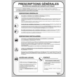 PANCARTE - PRESCRIPTIONS GÉNÉRALES ÉLECTRIQUES
