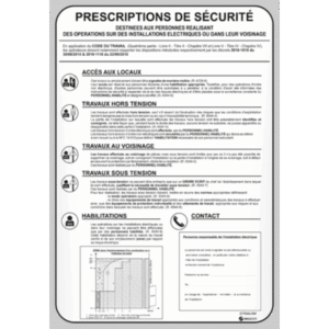 PANCARTE - PRESCRIPTIONS DE SÉCURITÉ